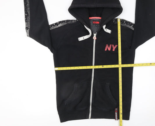 Superdry NY Black Full Zip Hoodie Womens XL Casual Hooded Sweatshirt
