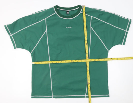 Manfinity Men's Green Crew Neck Short Sleeve Relaxed Fit T-Shirt Size L
