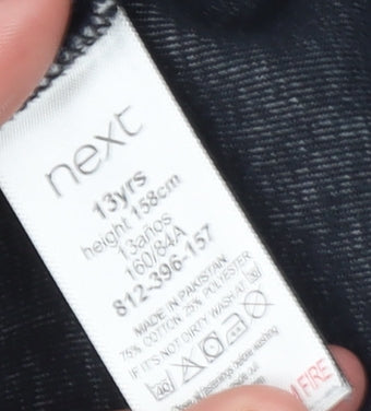 Brand and care label for Next boys’ grey full zip hoodie 13 years regular fit fleece jacket