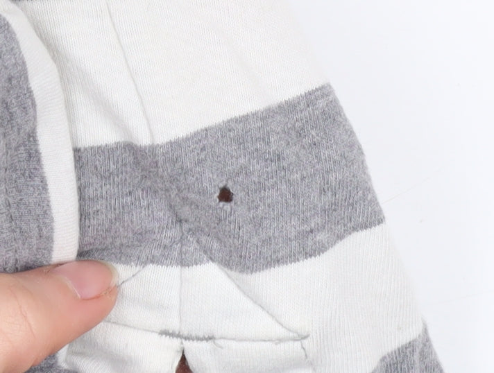 Superdry Men's Grey Striped Breton Polo Shirt Size L