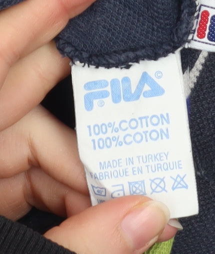 Additional view of Fila Men's Blue Striped Cotton Retro Polo Shirt, size L