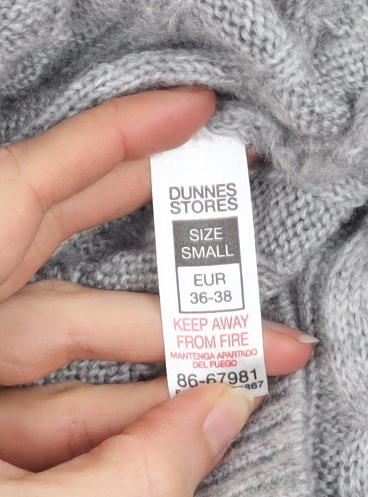 Additional view of Dunnes women’s grey cable-knit v-neck jumper, size S