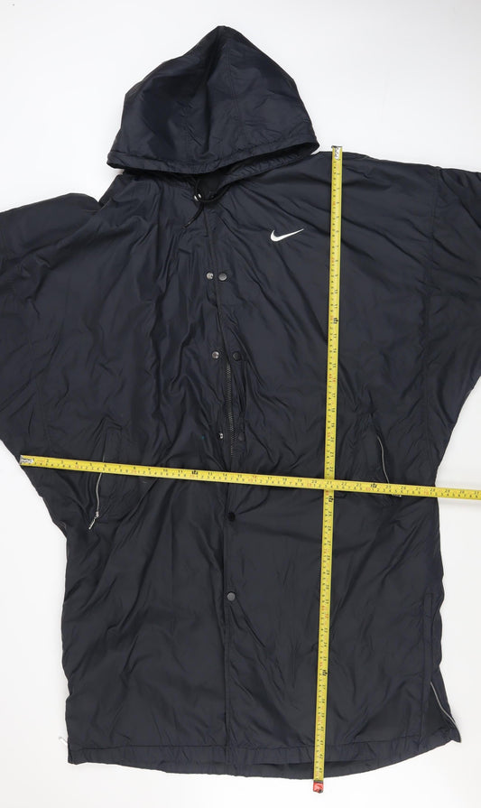 Nike Men's Black Long Hooded Waterproof Rain Coat L