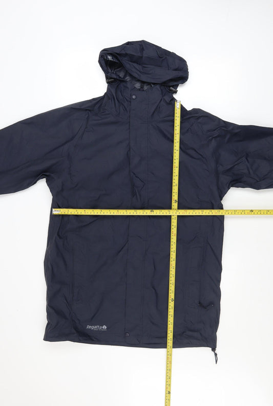 Regatta Men's Blue Waterproof Breathable Hooded Rain Jacket Size S 38in
