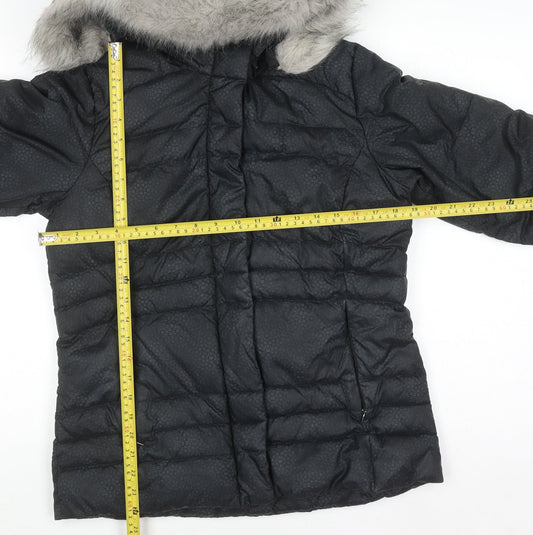 Columbia Womens Black Hooded Puffer Jacket with Faux Fur Trim Size M
