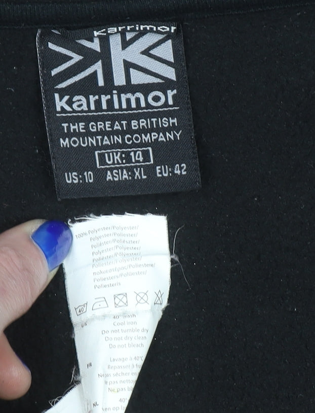 Karrimor Womens Black Fleece Full Zip Hoodie UK 14 Polyester Outdoor Jacket