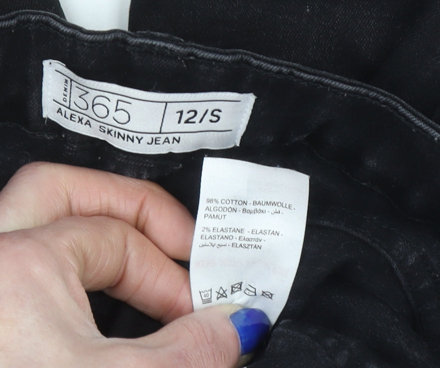 Denim 365 Women's Black Alexa Skinny Jeans Size 12 Slim Fit