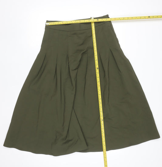 Marks and Spencer Womens Olive Green Midi A-Line Skirt Size 12