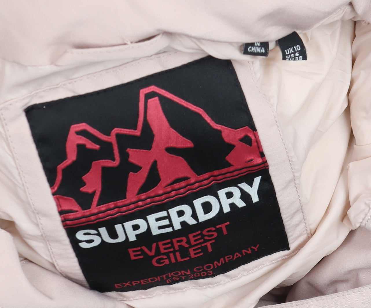 Superdry Women Pink Puffer Hooded Everest Gilet UK 10