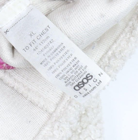 Additional view of ASOS DESIGN Men’s Ivory Fleece Button Jacket XL Relaxed Fit