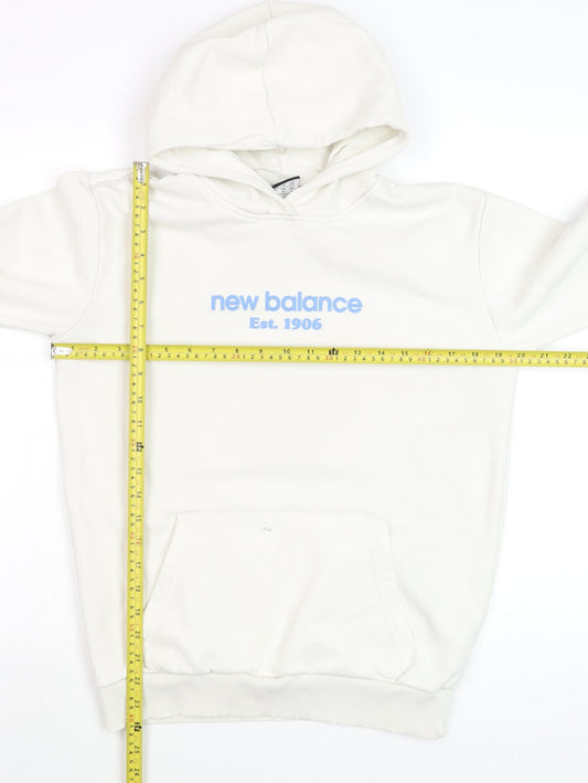 New Balance Men's White Pullover Hoodie XS Fleece Graphic Logo