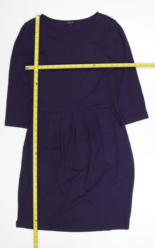 Jaeger Women’s Purple Wool Blend Shift Dress Size 12