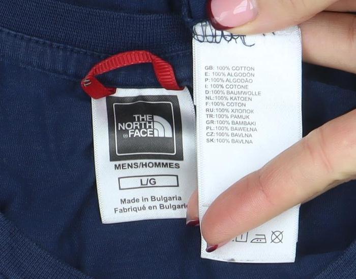 The North Face Mens Blue Cotton Crew Neck Short Sleeve T-Shirt L