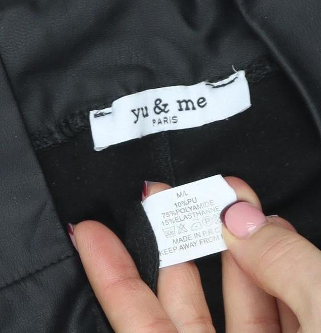 Yu & Me Women’s Black Faux Leather Stretch Leggings M