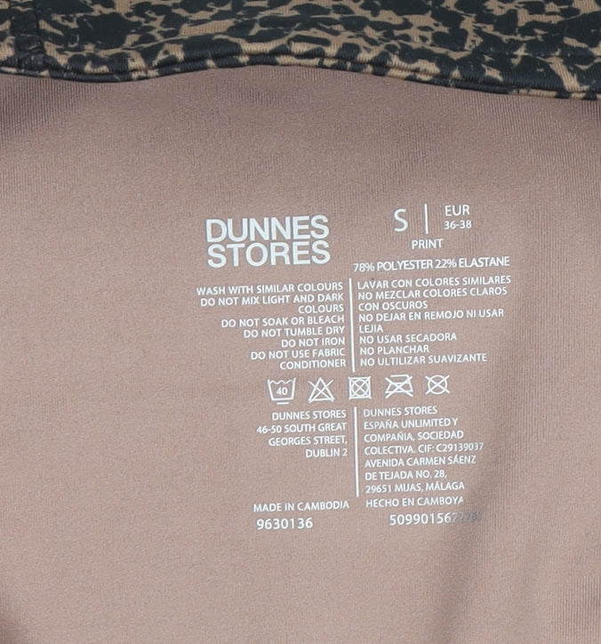 Brand and care label for Dunnes women’s brown animal print full zip sweatshirt s