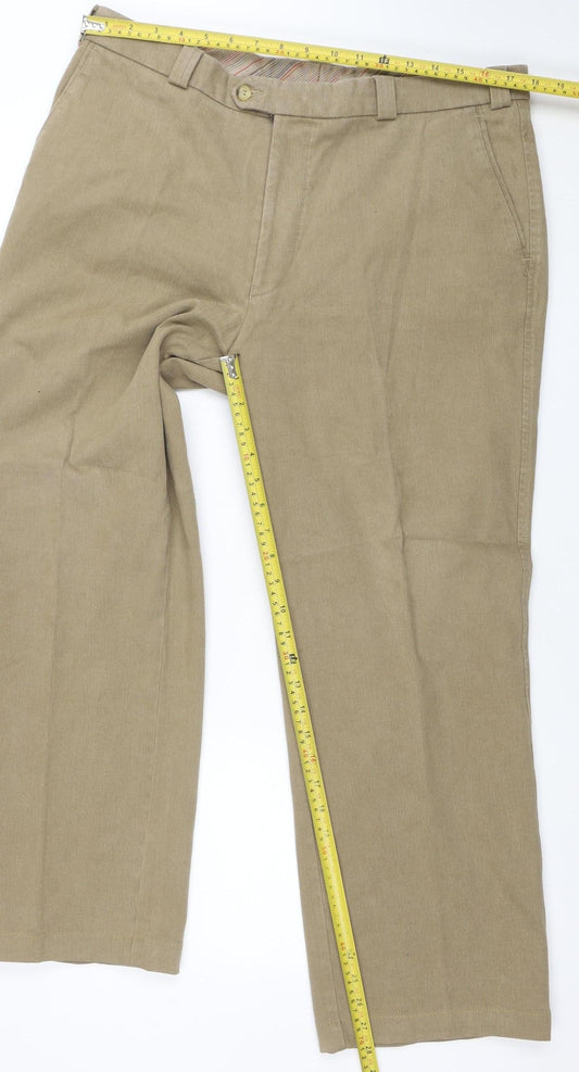 Douglas Men's Beige Chino Trousers 38in Regular Fit Cotton Blend