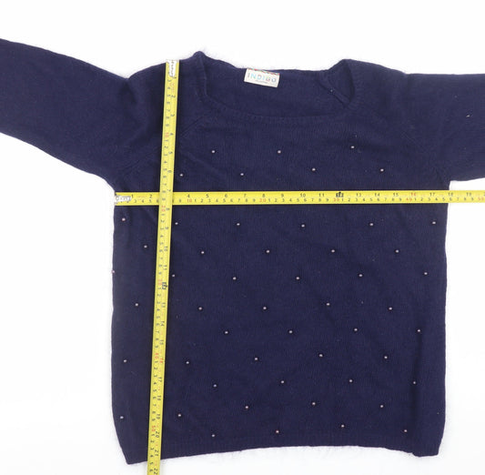 Marks and Spencer Women Blue Beaded Angora Knit Jumper Size 10
