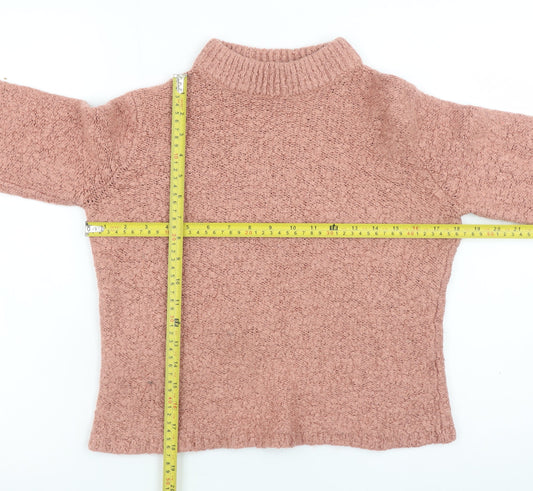Vila Womens Pink Mock Neck Chunky Knit Pullover Jumper XS