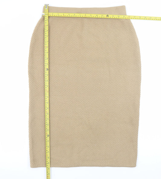 Y.A.S Womens Beige Wool Blend Midi Pencil Skirt UK 12