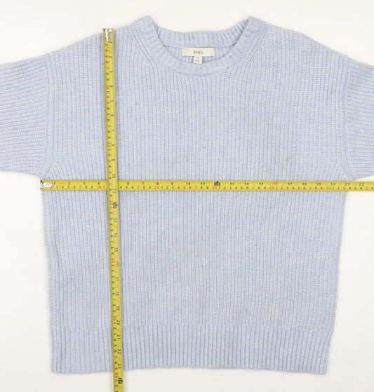 Marks and Spencer Women Blue Crew Neck Chunky Knit Pullover Jumper M