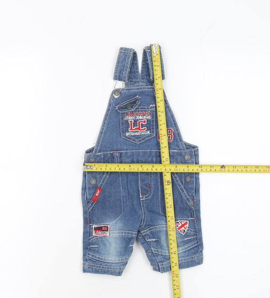 Lee Cooper Boys Blue Denim Romper 3-6 Months Adjustable Dungaree Style