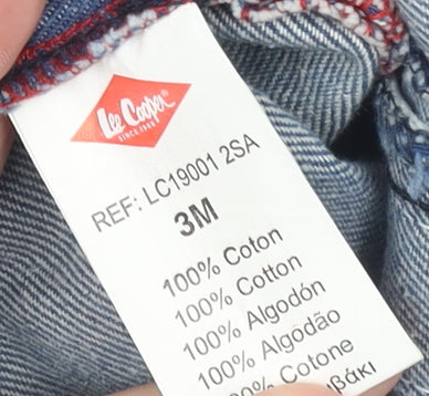 Lee Cooper Boys Blue Denim Romper 3-6 Months Adjustable Dungaree Style