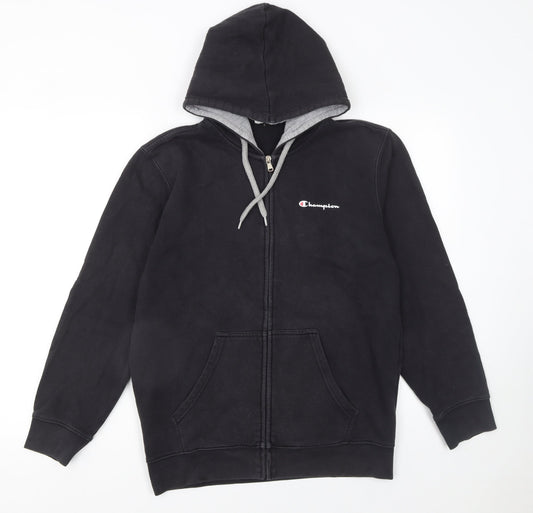 Champion Men’s Black Full Zip Hoodie Size M Fleece Sweatshirt