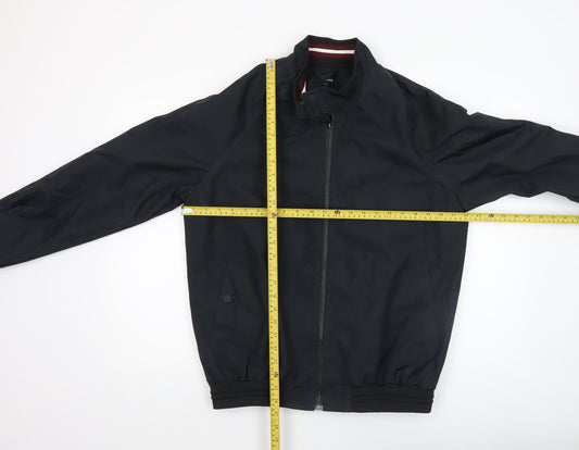 Studio Men's Black Bomber Jacket L Full Zip Polyester Casual