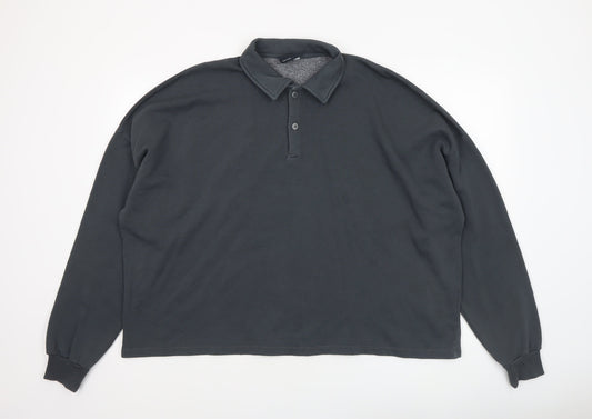 ASOS DESIGN Men's Black Long Sleeve Polo Shirt Size M