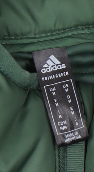 Adidas Women Green Hooded Puffer Jacket M Winter Quilted Coat