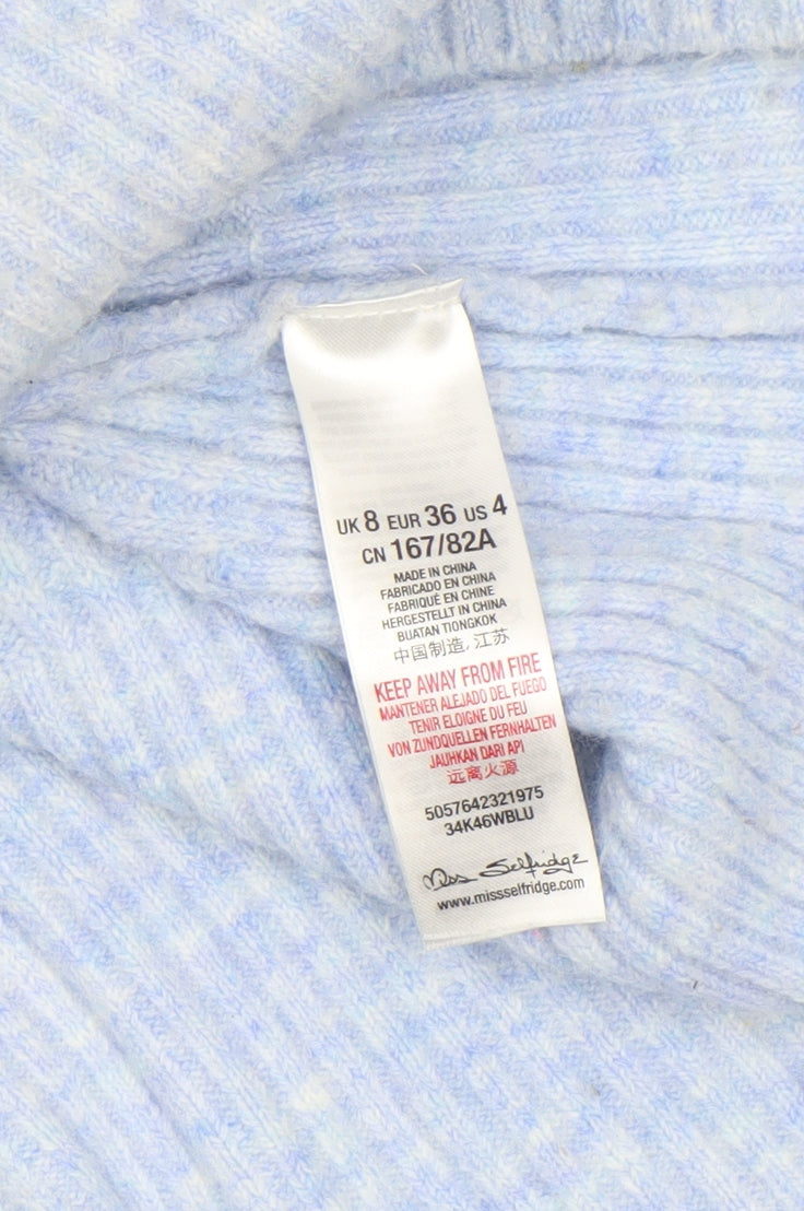 Additional view of Miss Selfridge Women’s Blue Roll Neck Chunky Knit Jumper, size UK 8