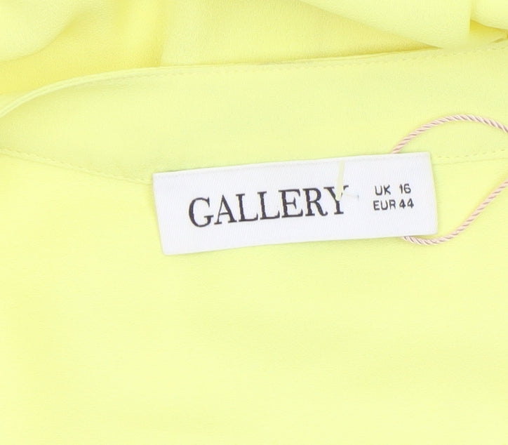 Gallery Women's Yellow Sleeveless Blouse UK 16 Polyester Workwear