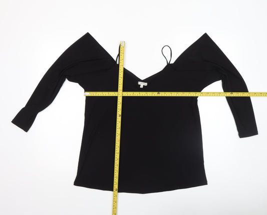 River Island Women Black Cold Shoulder Camisole Blouse Size 10