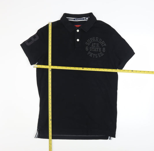 Superdry Men's Black Classic Cotton Polo Shirt XL