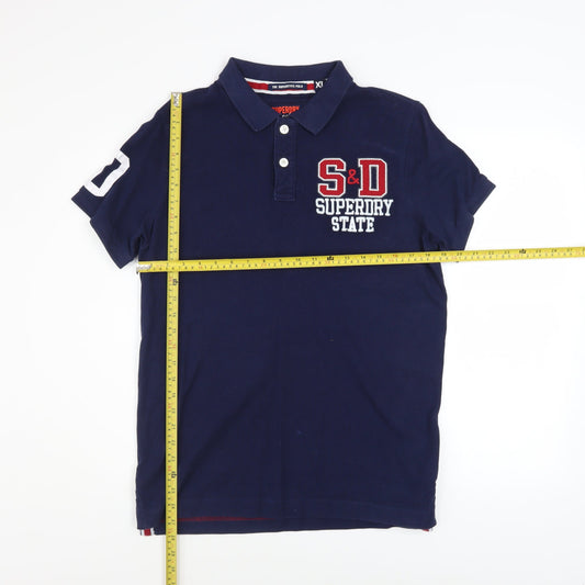 Superdry Men’s Blue XL Classic Pique Polo Shirt Embroidered Logo
