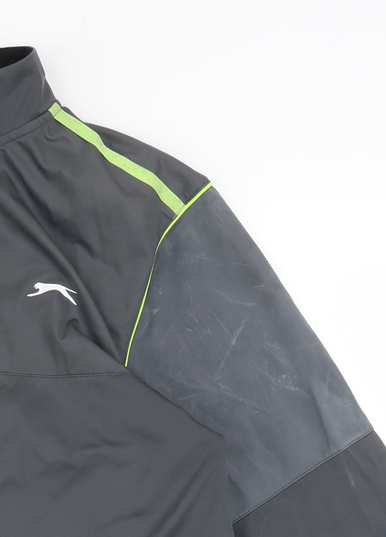 Slazenger Men’s Grey Windbreaker Softshell Jacket L Full Zip Reflective Sports