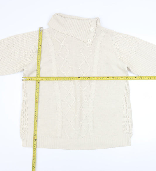 Atlas for Women Beige Cable Knit Long Sleeve Acrylic Jumper UK 12-14