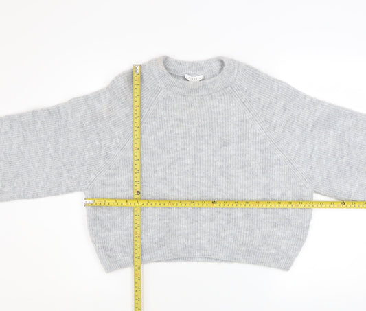 Topshop Womens Grey Chunky Knit Pullover Jumper XS Relaxed Fit