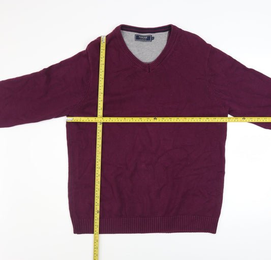 Maine New England Men’s Purple Cotton V-Neck Jumper M