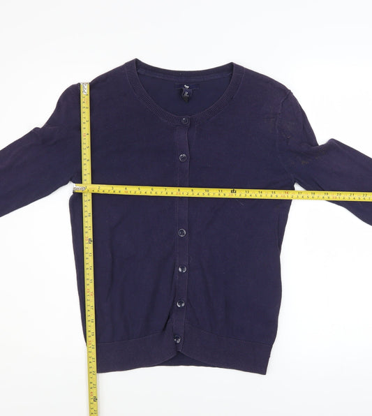 Gap Women's Blue Cotton Long Sleeve Crew Neck Cardigan Size S