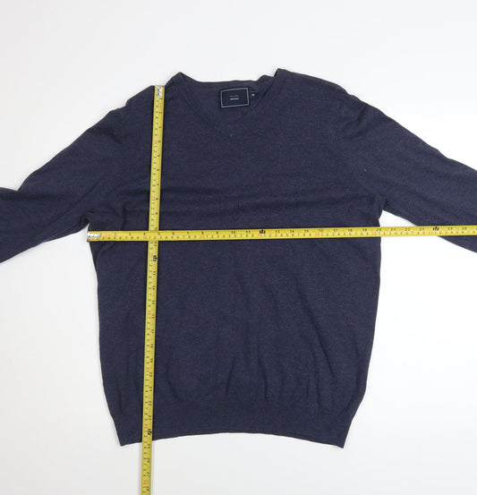 John Lewis Men's Blue V-Neck Cotton Knit Jumper M