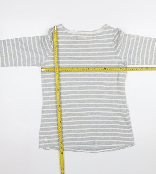 Joules Women Grey Striped Long Sleeve Nautical Cotton T-Shirt UK 6