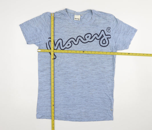 Money Men's Blue Cotton Graphic Logo T-Shirt Size M