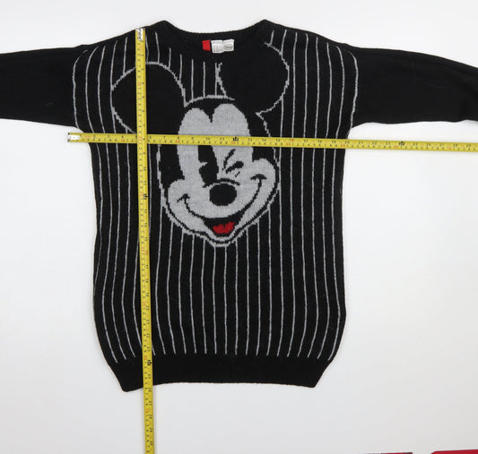 Disney Womens Black XS Mickey Mouse Knitted Pullover Jumper
