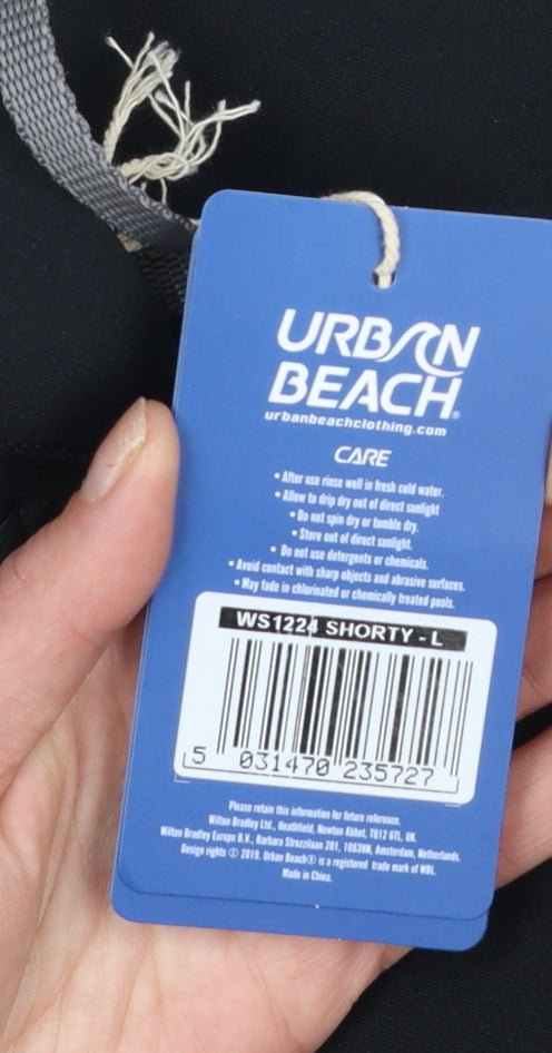 Urban Beach Mens Black & Grey Shorty Wetsuit L Neoprene Surfing