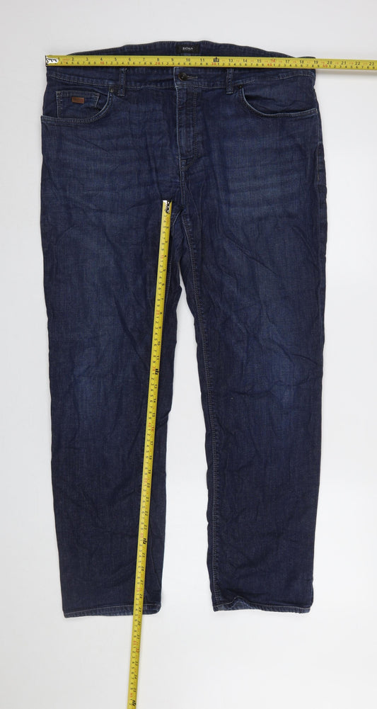 Hugo Boss Men's Blue Straight Leg Jeans 38x32 Regular Fit Denim