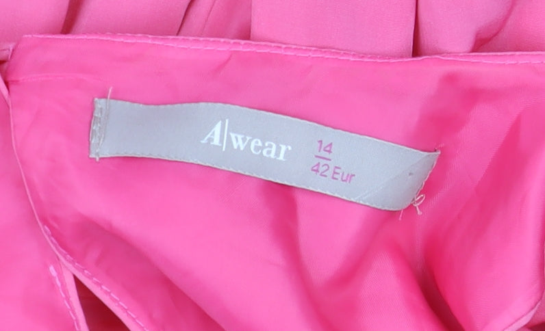 A|wear Women Pink Fit & Flare Knee Length Sleeveless Dress Size 14