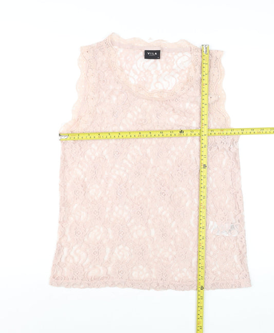 Vila Women’s Beige Lace Sleeveless Camisole Top XL