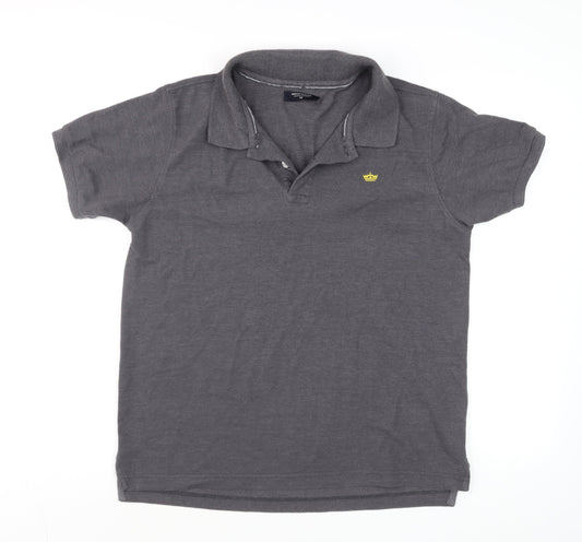 Industrialize Men's Grey Cotton Blend Short Sleeve Polo Shirt M
