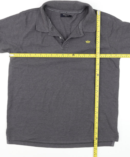 Industrialize Men's Grey Cotton Blend Short Sleeve Polo Shirt M